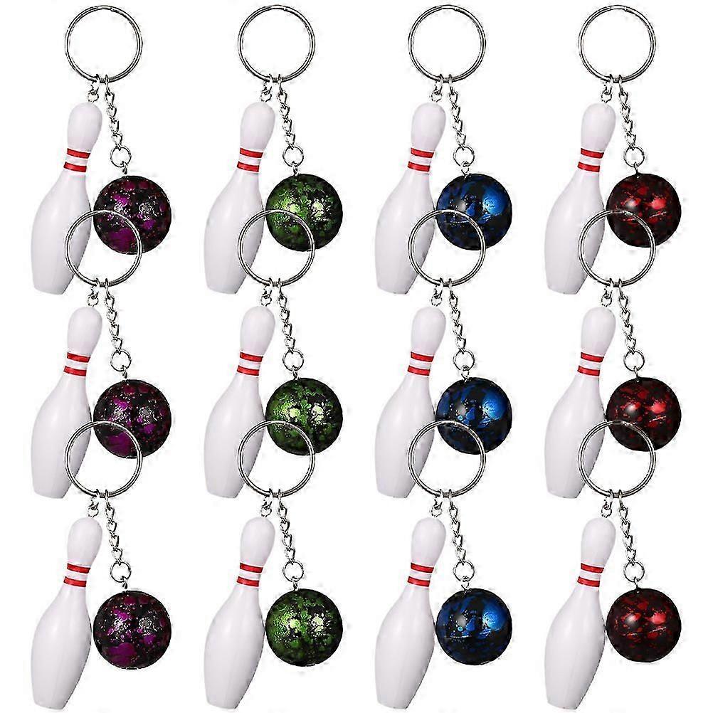 12Pcs Decorative Bowling Keychains Bag Backpack Hanging Keychains Decors Small Bowling Keychains