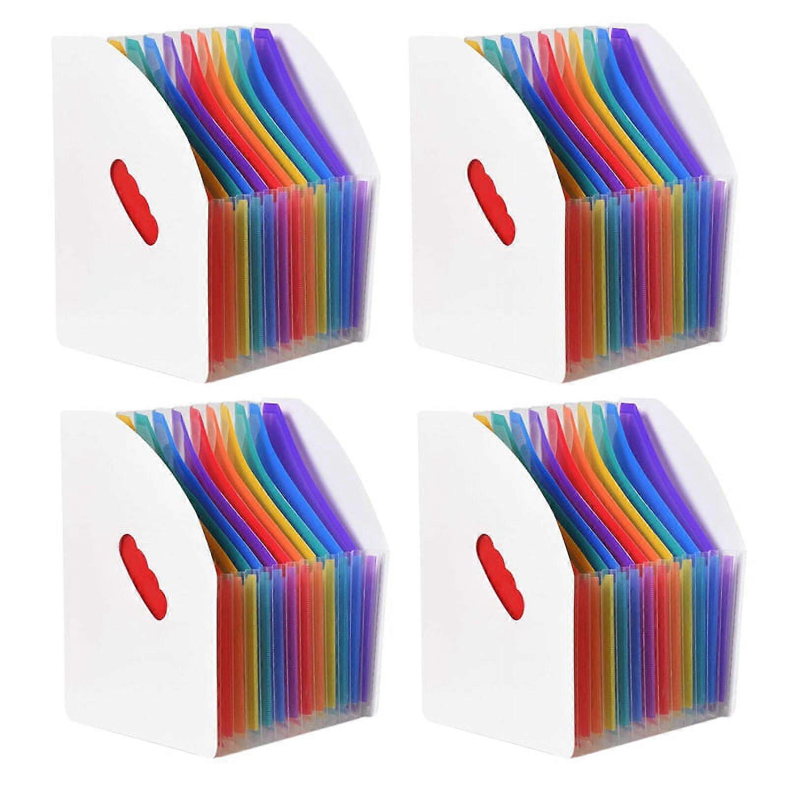 4X Expanding File Holder Folder Standing A4 Vertical File Organizer Magazine Basket Desktop 13 Pockets File Holder