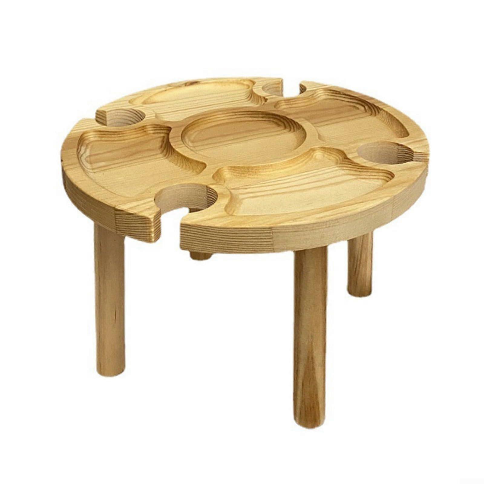 Wooden Picnic Table With Built In Wine Glass Holder Portable And Stable For Outdoor Use On Grass And Sand 30x16cm