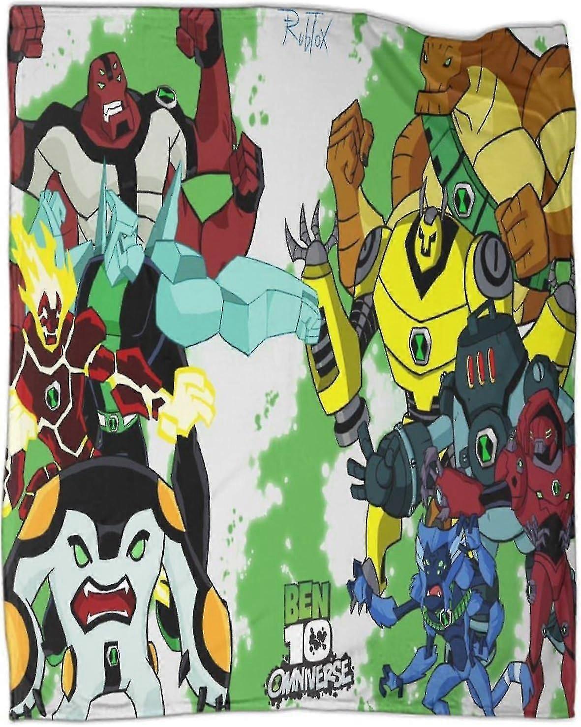 Deka Ben 10 3D deka Jednoduchý design Flísové deky Plyšová flanelová deka Zesílené deky na pohovku Ultra měkké a teplé deky z mikrovlákna pro