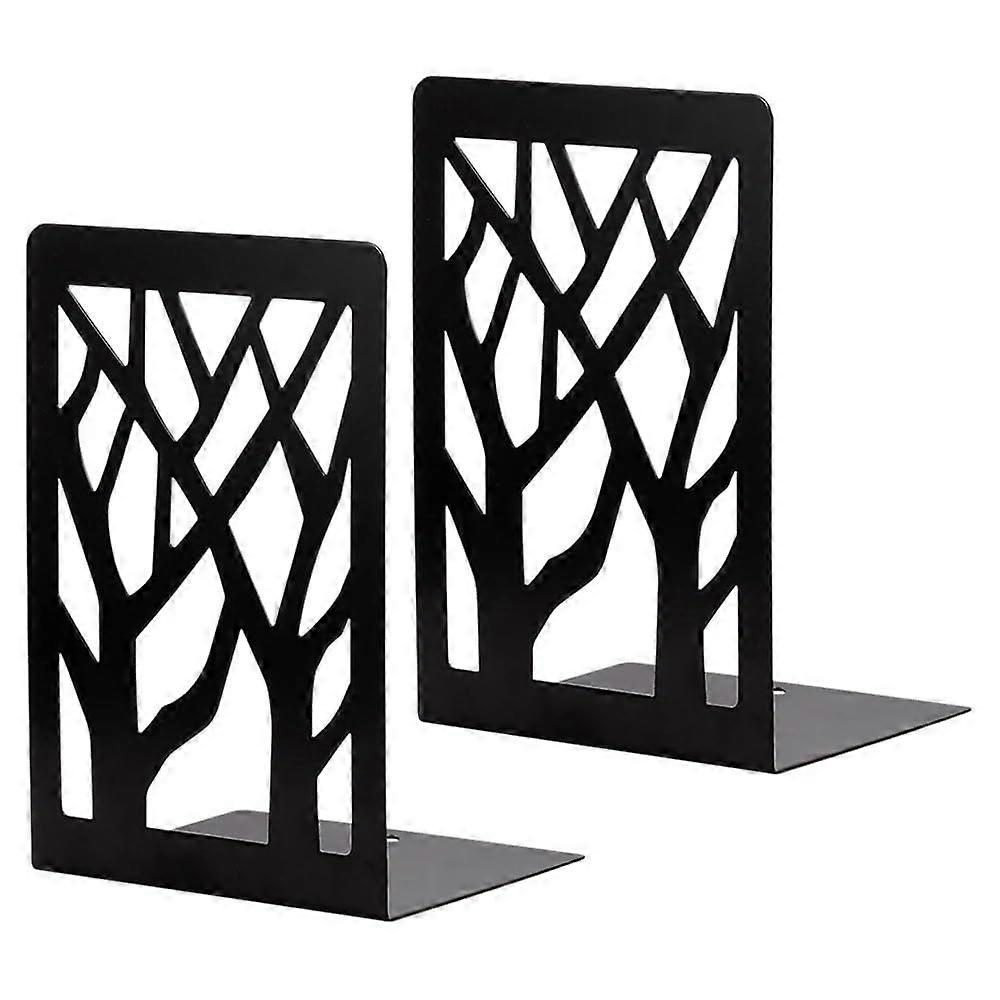 Portable Bookend Stand Non Slip Base Book Organizer Durable Design 2Piece Black Supports Multiple Books Home Office