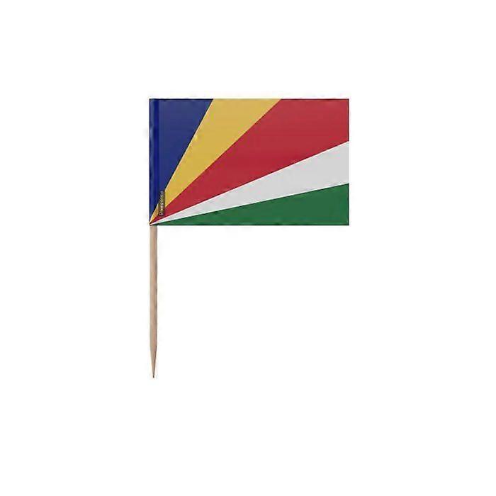 Seychelles Flag Toothpicks - 6.5 cm - 100 pieces - Adhesive plastic - Bamboo stick - Pixelforma