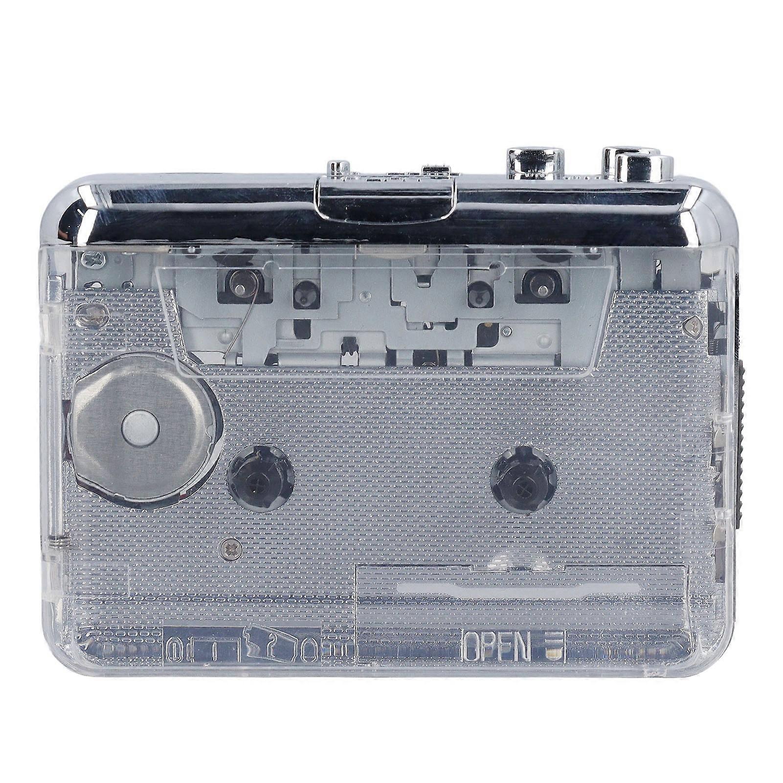 Cassette Tape Player Transparent Tape to MP3 Type C Port Portable Tape Player with Earphone for Laptops PC 