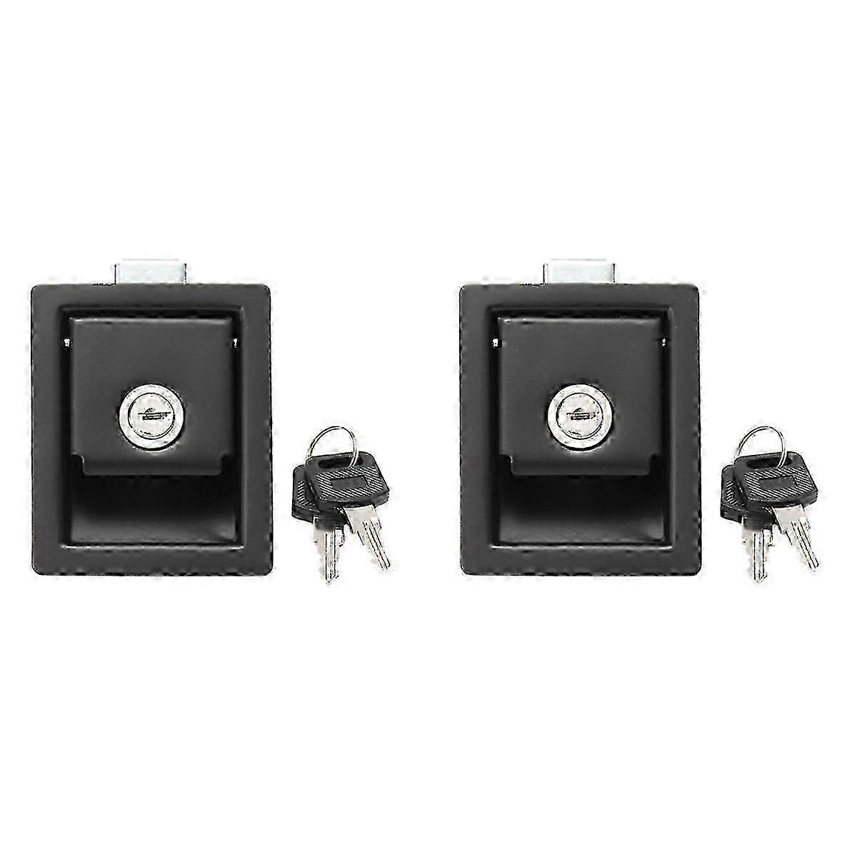 2pcs Rv Car Paddle Entry Door Lock Latch Handle Knob -Trailer Pull Type Panel Door Lock