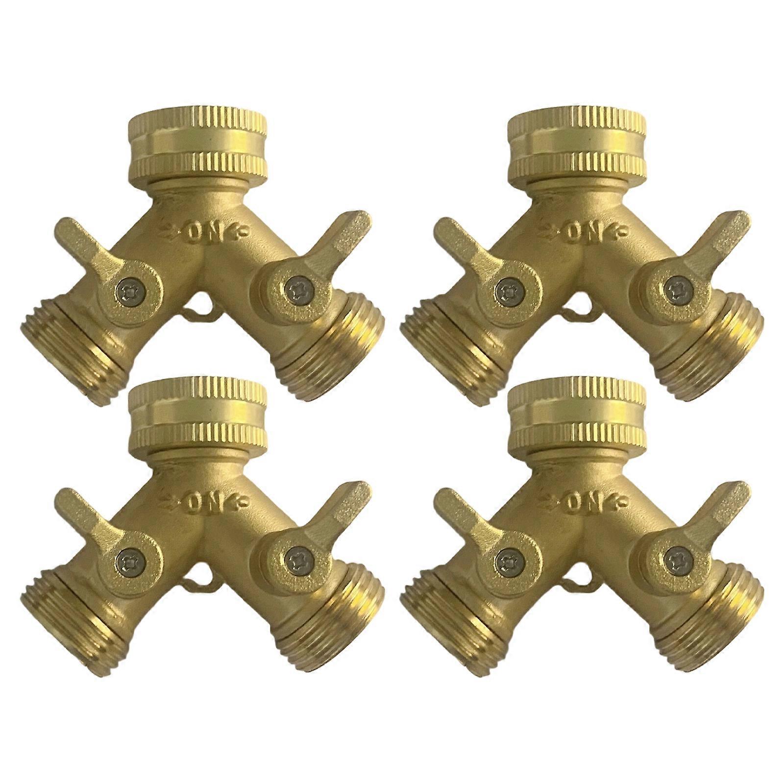 Professional Grade Brass Hose Divider 3/4Inch Double Output Adapter For Efficient Garden Plant Watering And Irrigation Multicolor