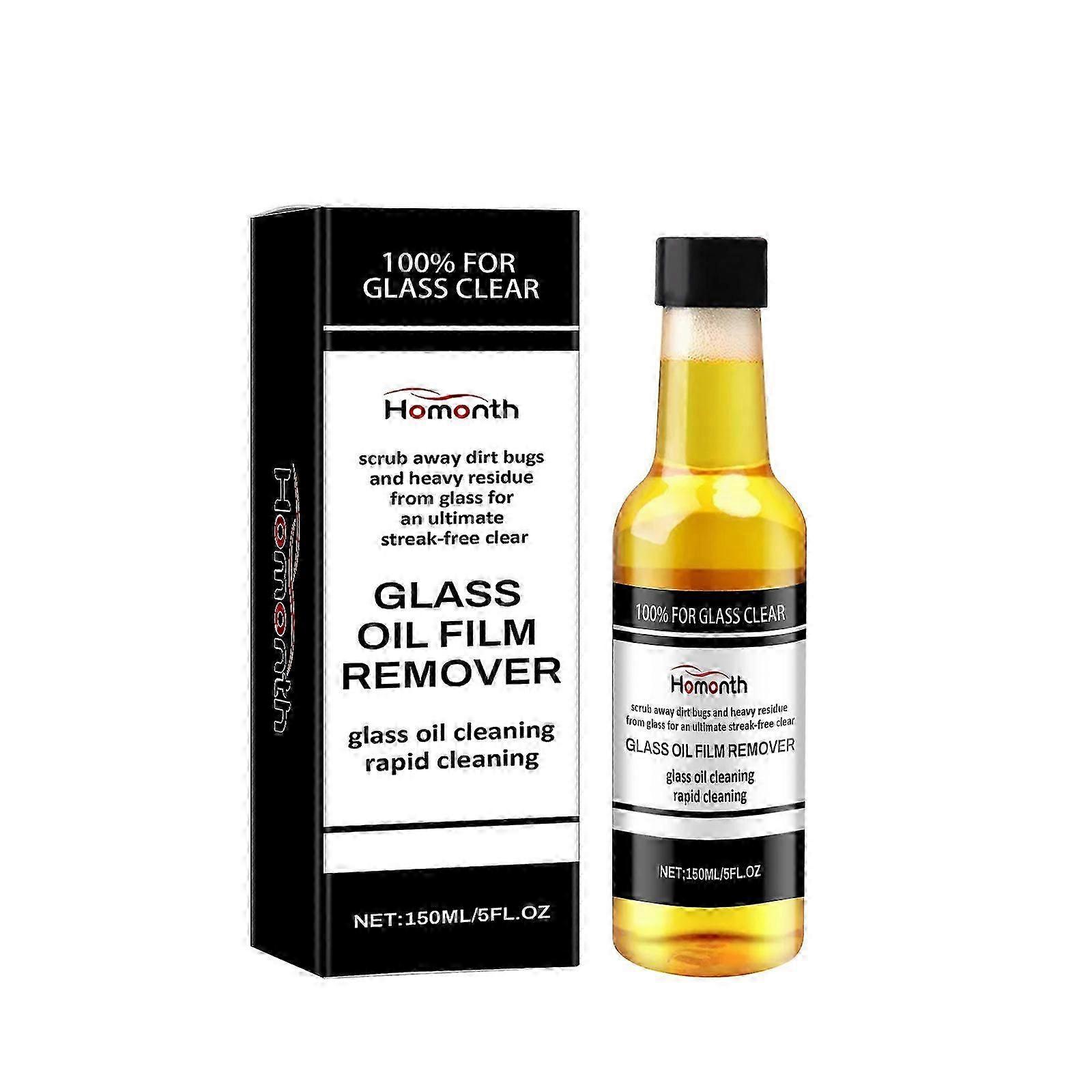 Glass Oil Film Remover - Powerful Stubborn Stain Cleaner with Baking Soda  Lemon Extract, Easy to Use, 150ml for Crystal Clear Windows, Mirrors  Gla