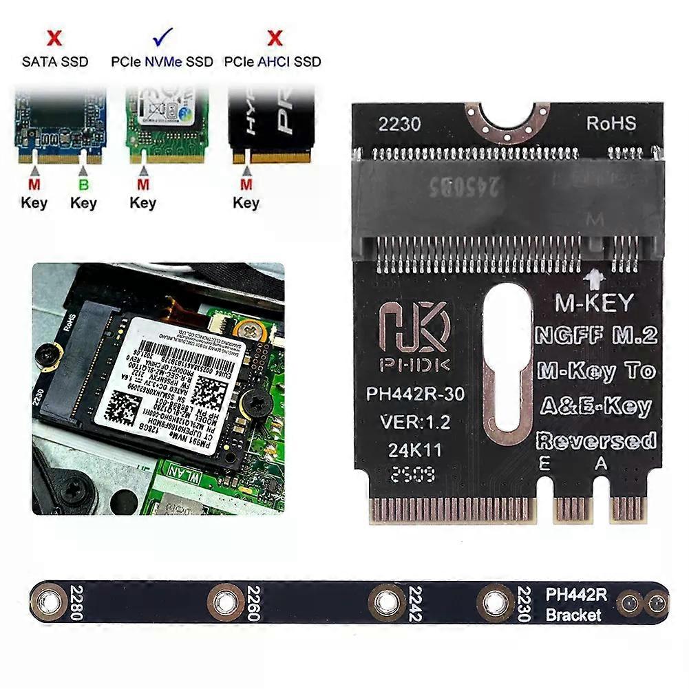 NGFF A+E-Key Male To NVME M-key Female Extension PCI-E 40 Adapter with Bracket M2 WIFI Interface for Laptop Mainboard SSD 2280