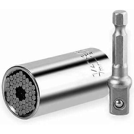 Universal Socket 2Pcs - Universal Socket Wrench 7-19mm, High Quality Chrome Vanadium, Multifunctional Hand Tool Wrench Adapter Drill Repair Tool Fits