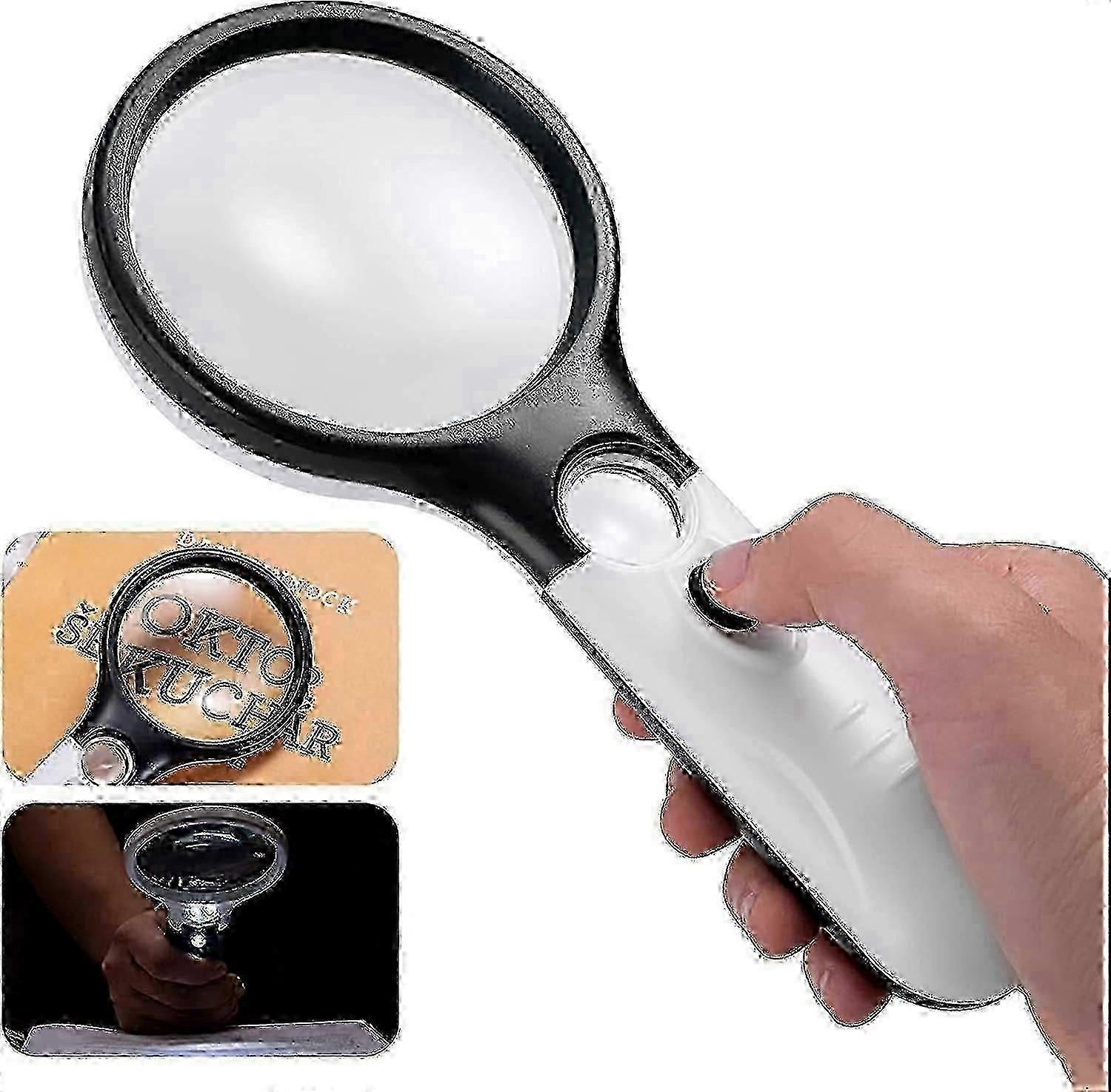 Magnifying Glass with Light, 3X 45X Handheld Large Magnifier, Lightweight LED Illuminated Magnifying Glass-Yvan