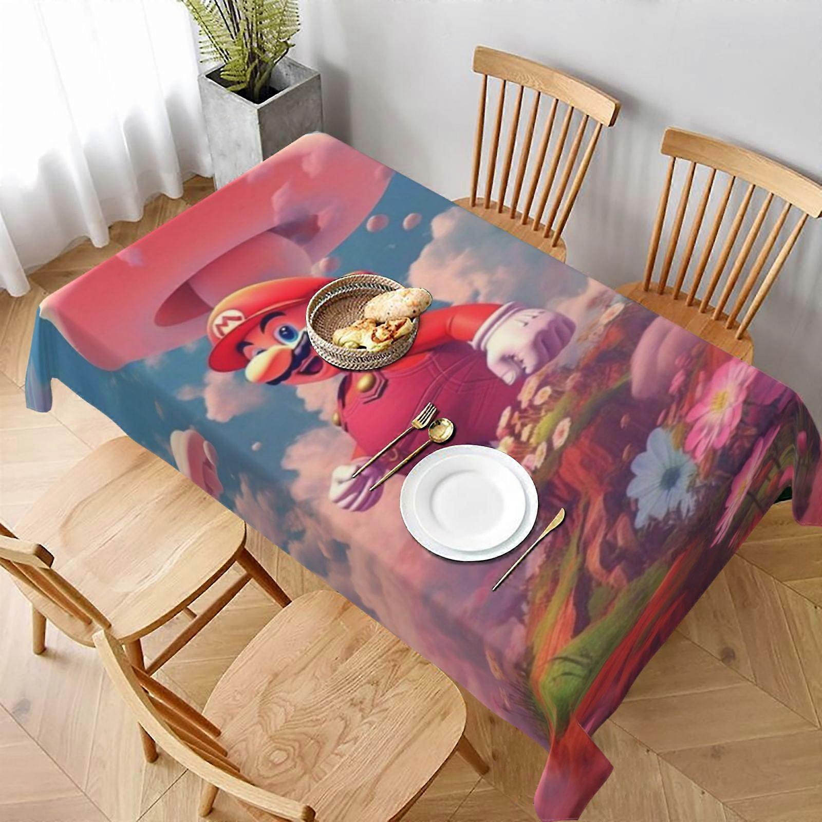 Mario Rectangular Tablecloth Water Resistance Antiwrinkle Spillproof Soft Fabric Table Cloth 60"X90"