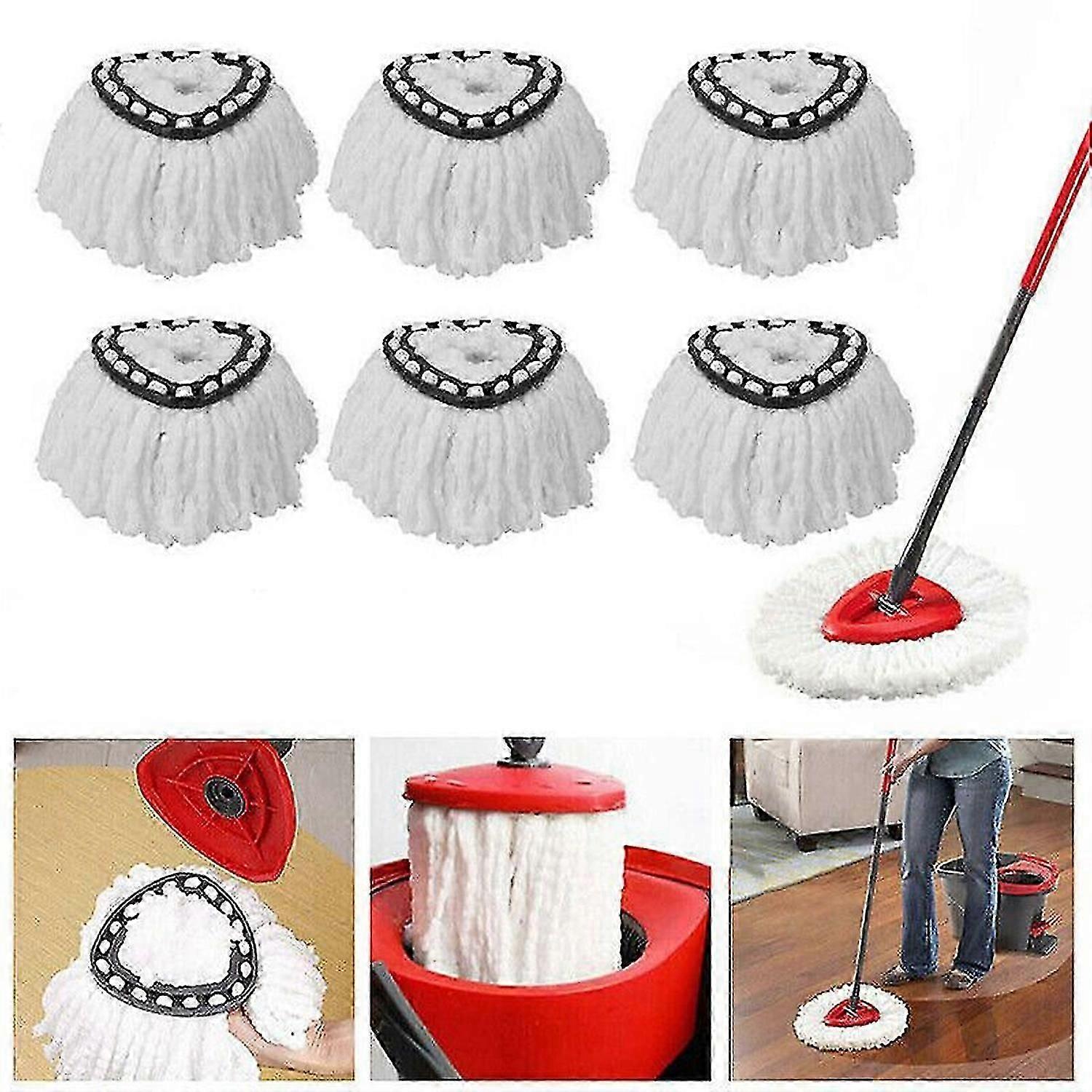 6x Replacement For Vileda Mop Heads Refill Turbo Microfibre Spin Mop Easy Wring