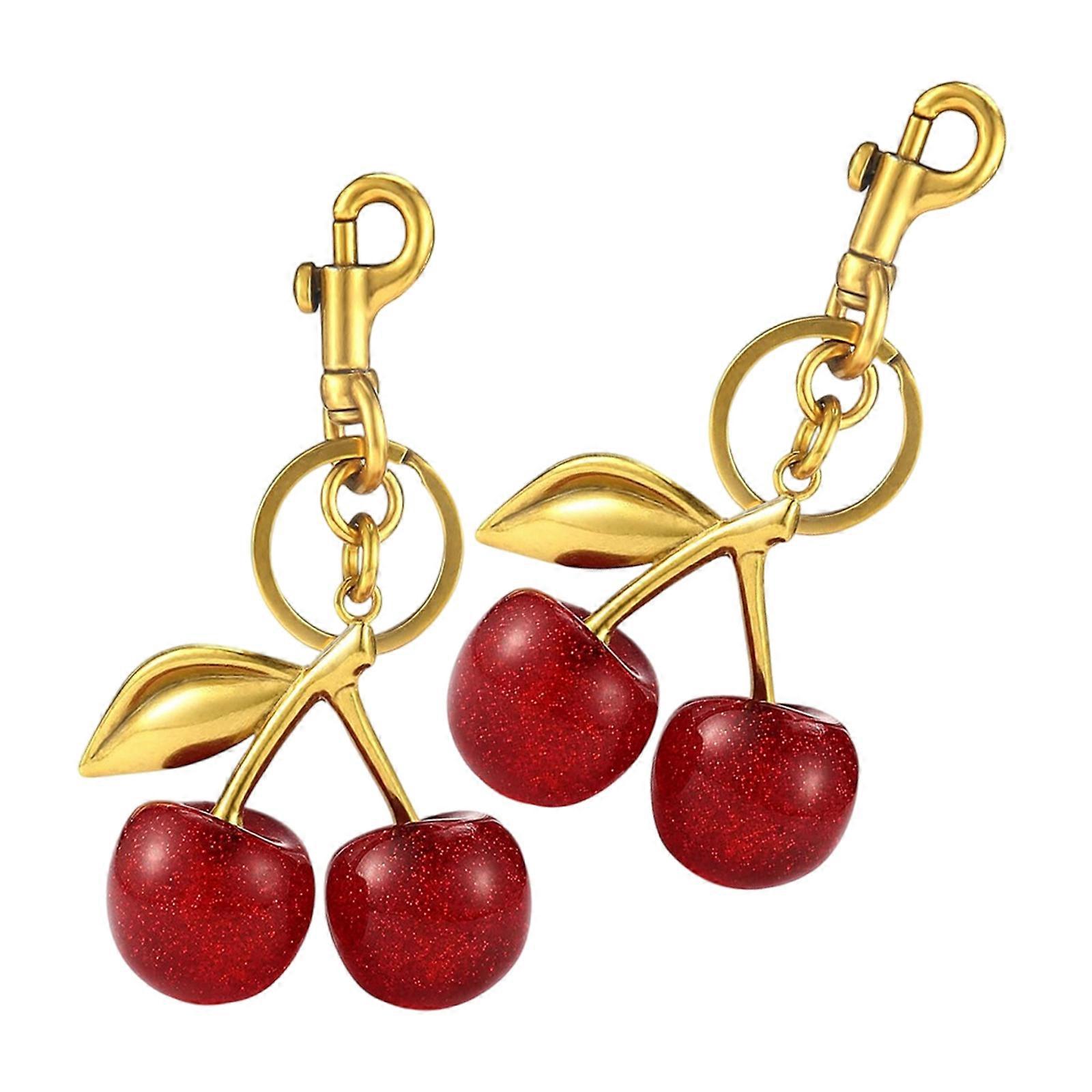 Fashionable Cherrys Sturdy Resin Charm Pendant Elegant Keychain Charm Accessory for Styles Expression Daily Use Multicolor