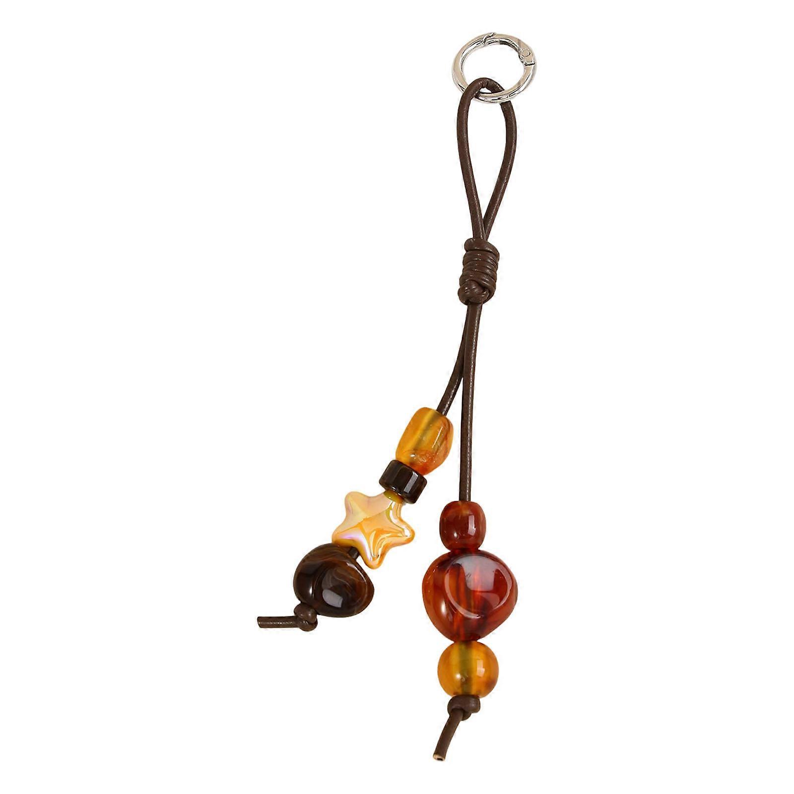 Lightweight Handmade Beaded Key Fob Phone Cord Accessory Trendy Bag Charm for Travel Office Multicolor