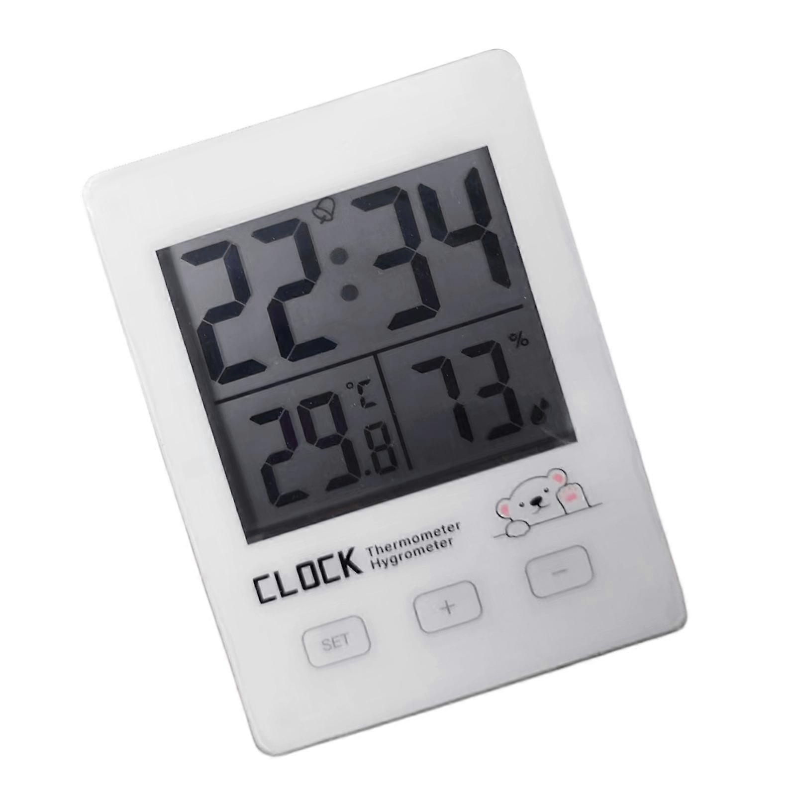 Thermometers Hygrometer with Clock Desktop Digital Temperature Humidity Measurement Meter Gauge for Office Home Indoor Multicolor