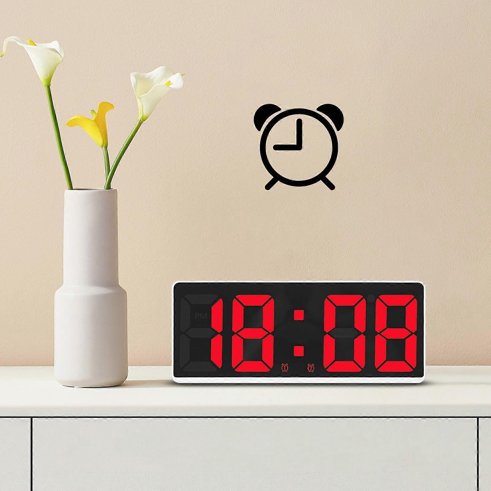 Clearance! LED Digital Alarm Clock with Large Display, Compatible with Smart Appliances, White Frame, Desktop Bedside Study Kitchen Clock
