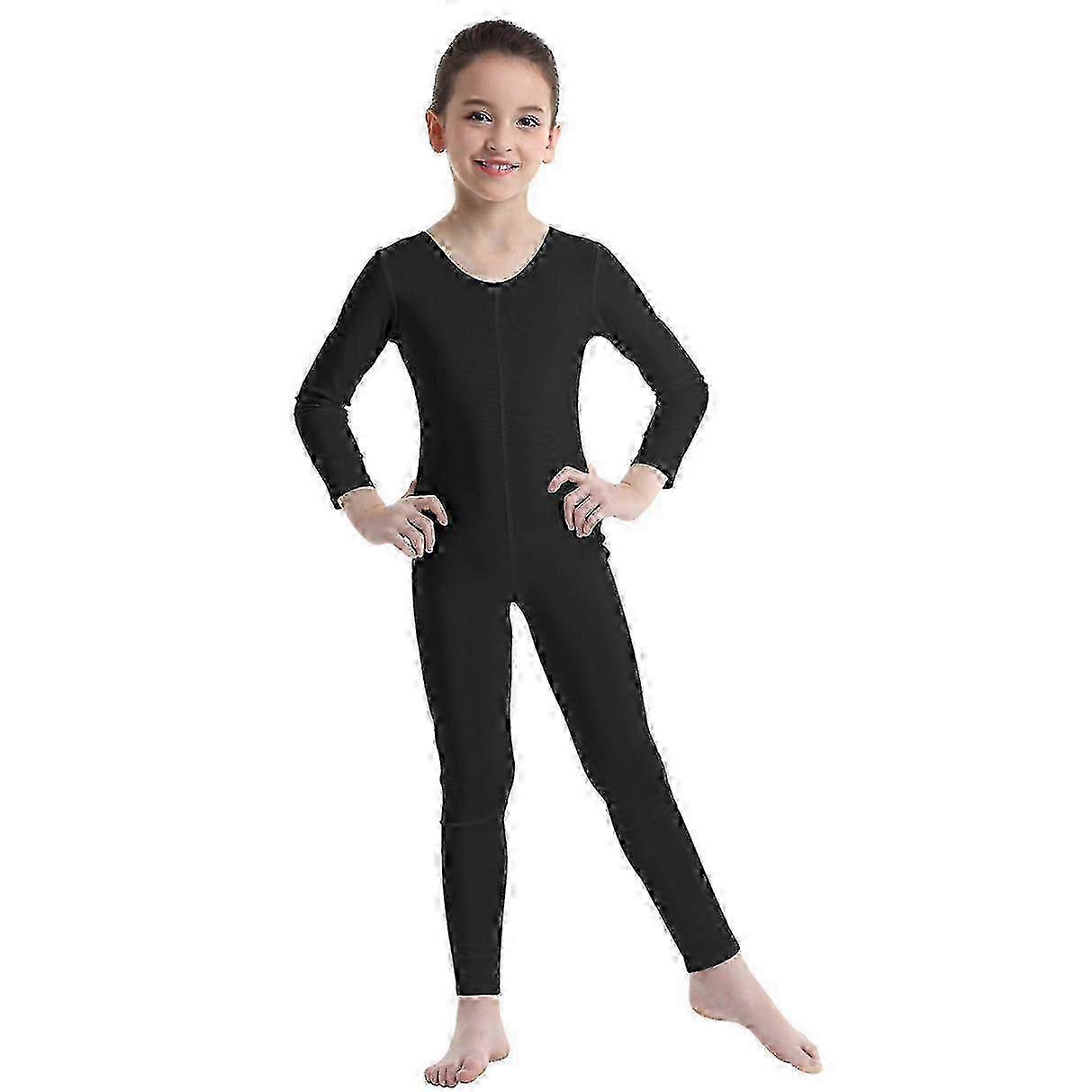 Combinaison justaucorps à manches longues pour la danse classique et la gymnastique, idéale pour les petites filles.