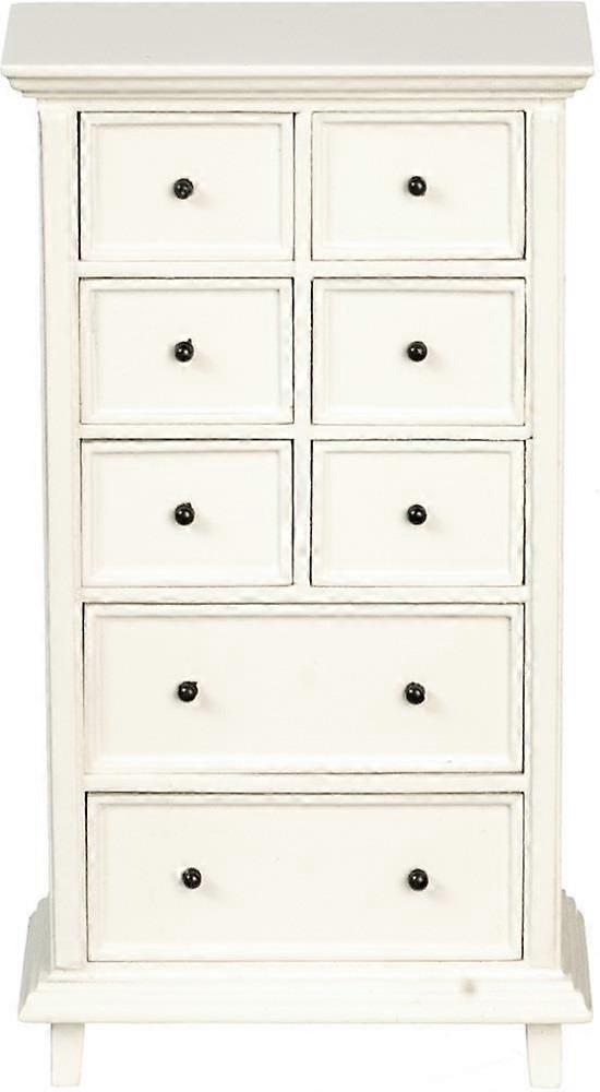 بيت الدمى خزانة ذات أدراج ريفية بيضاء أثاث غرف نوم مصغرة Jbm 1:12