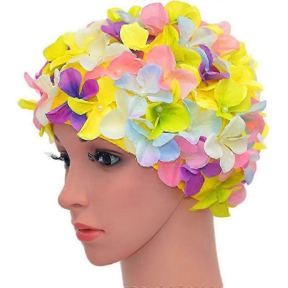 Gorro de baño floral retro para mujer