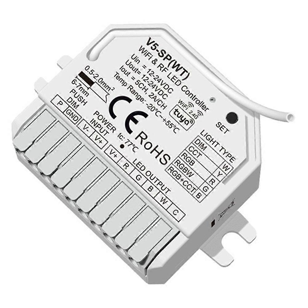 Tuya WIFI LED Controller Moudle DC12V-24V 5CHx2A 5050 COB 2835 5in1 LED Strip Dimmer Touch Switch Tuya Smart Life (WT)