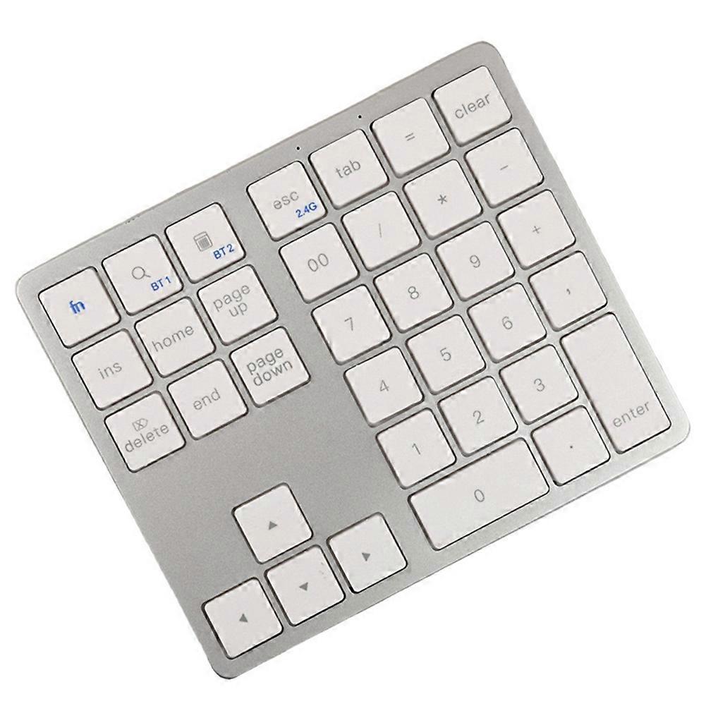 2.4G Bluetooth Number Pad Ultra-Thin Wireless Numpad USB Rechargeable Numeric Keypad for IOS Android Window White