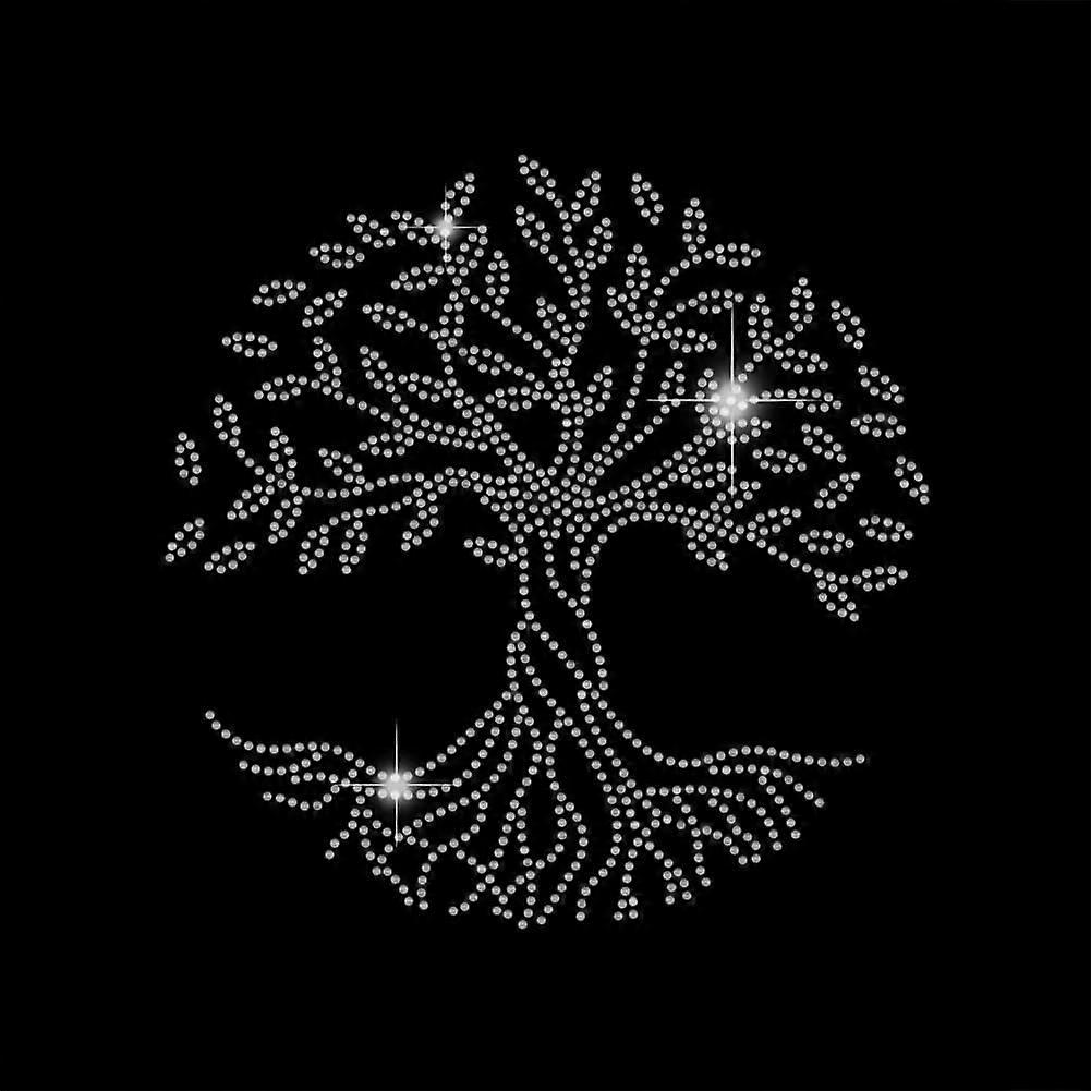 Iron-on Tree of Life Design Rhinestones - White Tree Decal Bling Applique