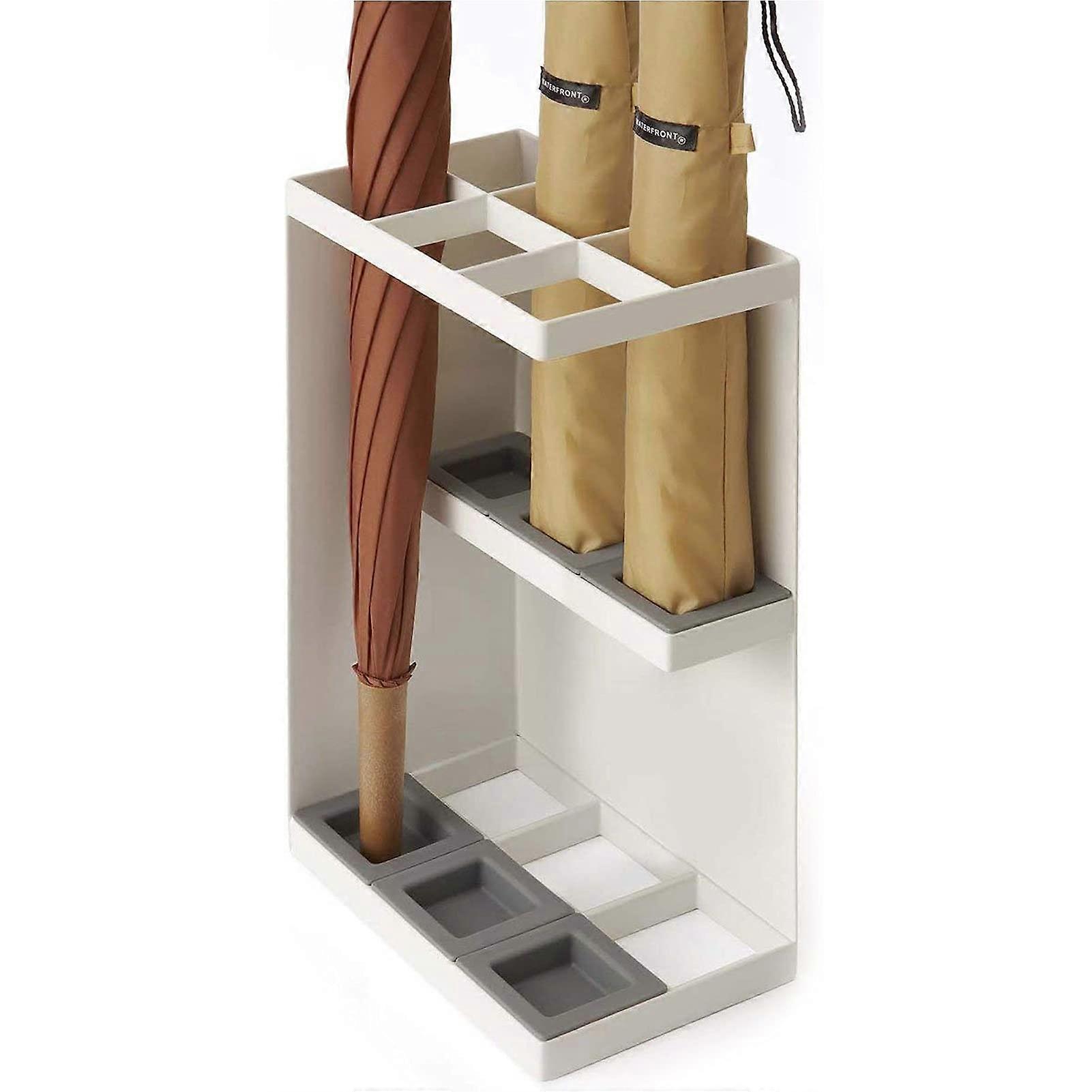 Umbrella Stand Metal Rack with 4 Slots, Rustproof Holder for Short Umbrellas Canes and Swords, White Style3