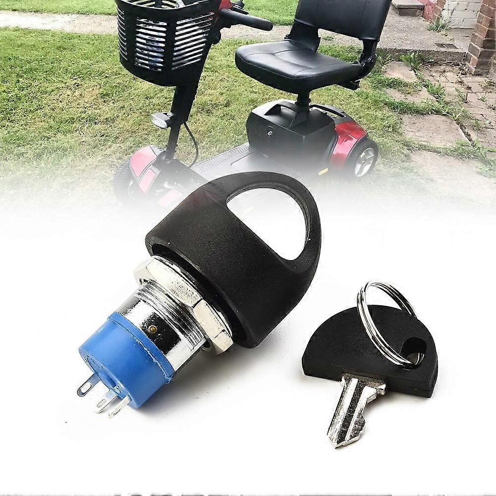 Leke Ignition Switch with Key, Replacement Mobility Scooter Spare Start On/Off Ignition Switch with 2 Keys for Pride