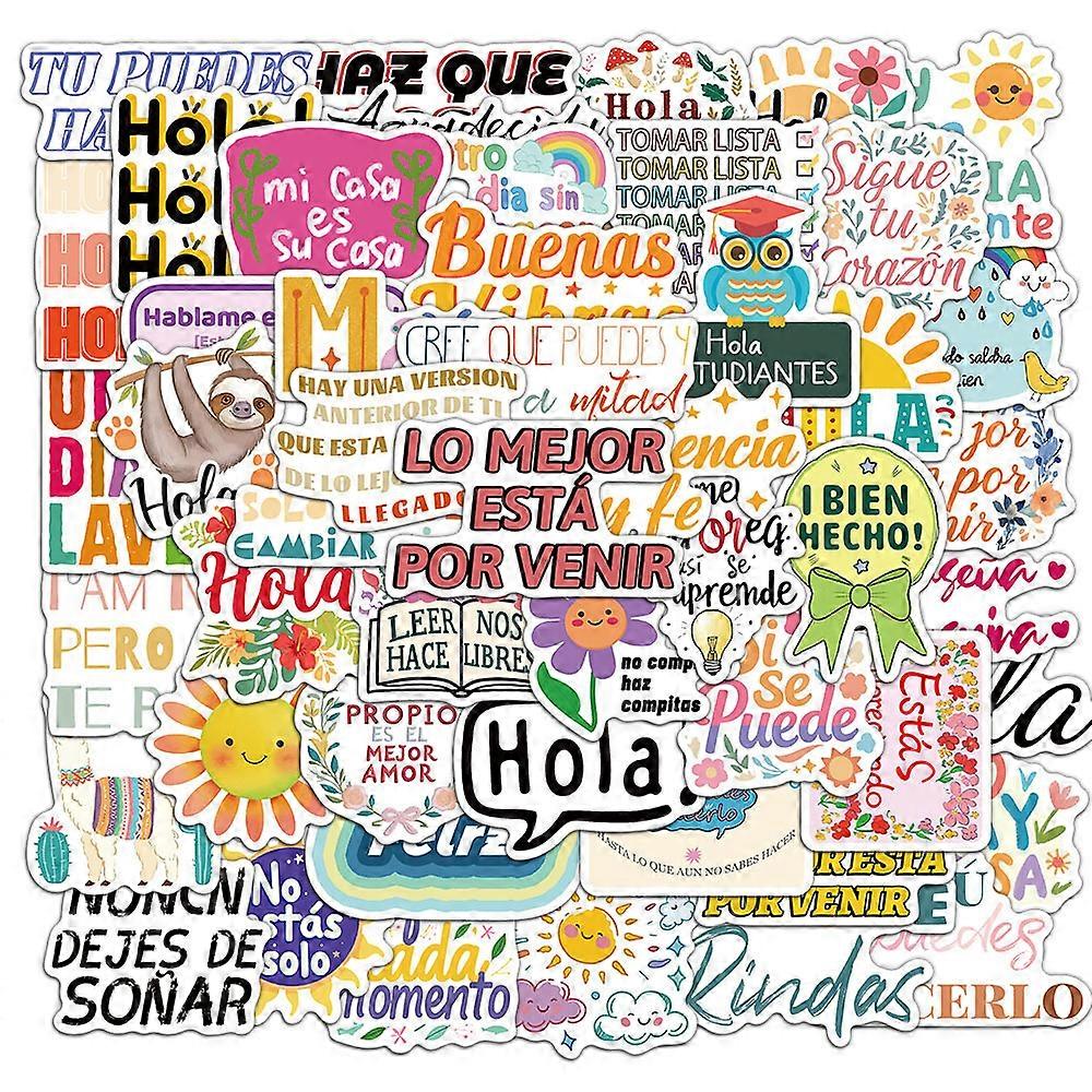 50 sheets/2 designs of Spanish inspirational language graffiti stickers for DIY suitcases, refrigerators, skateboards, computers, and journa