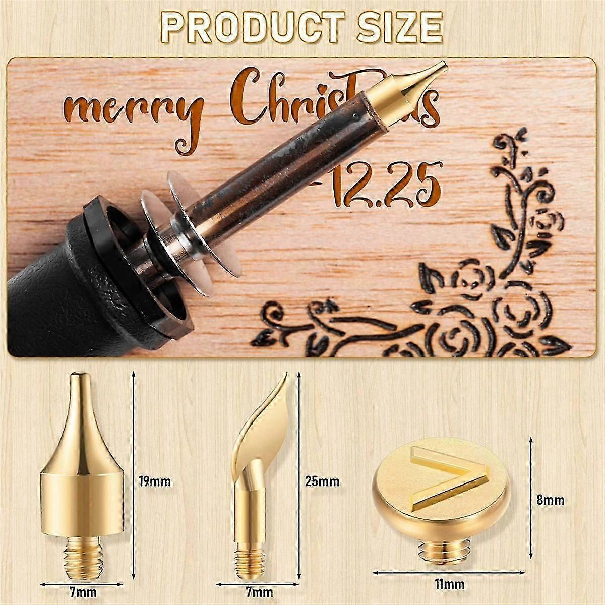 56 Pieces Wood Burning Tip Set with Alphabet and Number Symbols, UK Plug