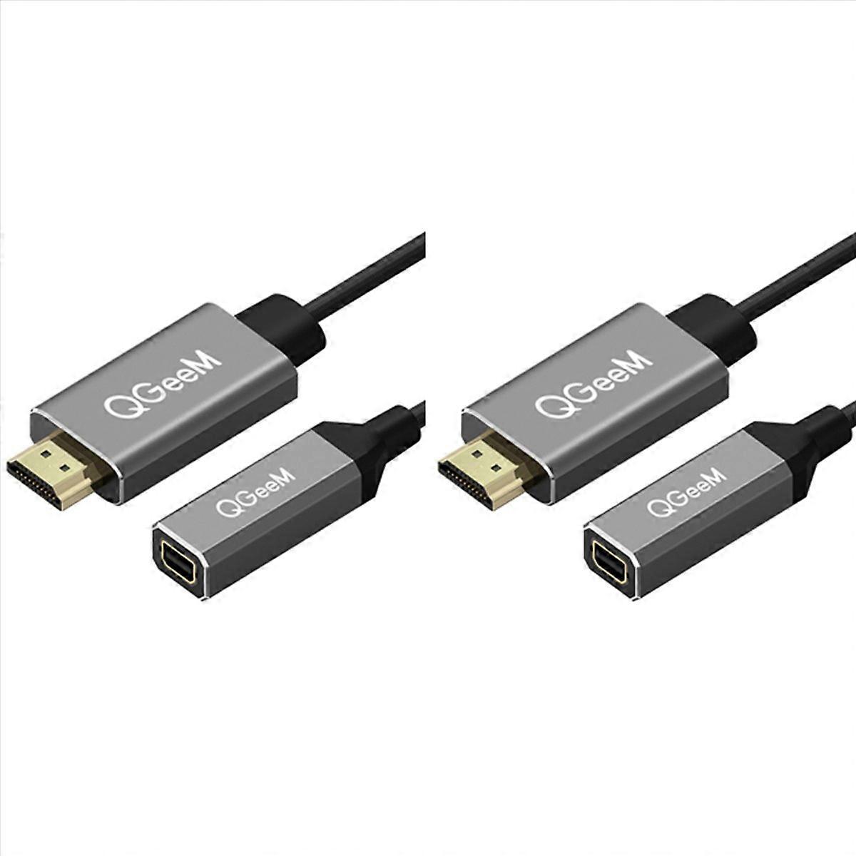 2X Single to Mini DP Converter Adapter Cable UHD 4K@30Hz Plug and Play for PC Laptop