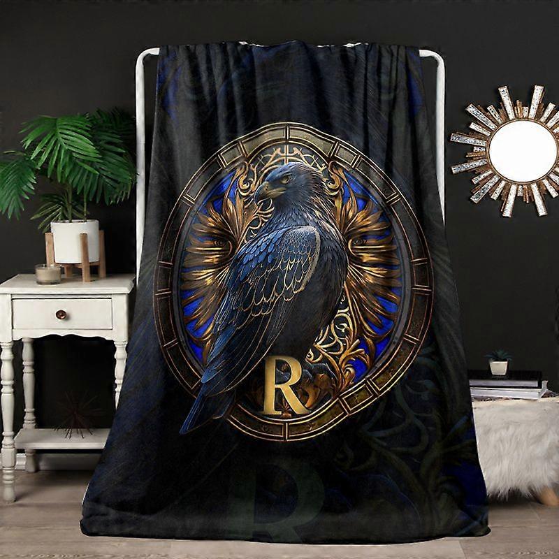 Wizard Academy Eagle Totem Print Flannel Blanket - All-Season Soft Bedspread & Couch Throw, Mystical Eagle & Wizard Desi-FDSAP189