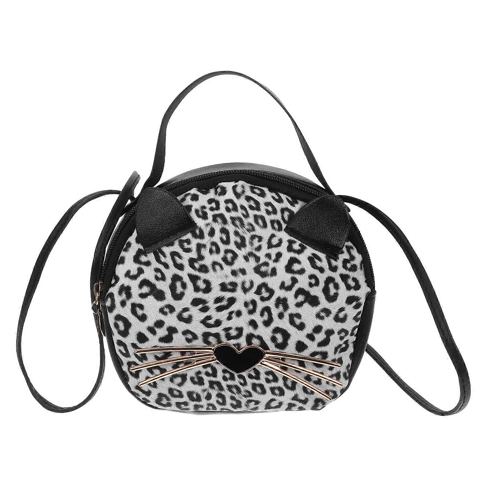 Girls Leopard Shoulder Bag PU Handbag for Storage Use Creative