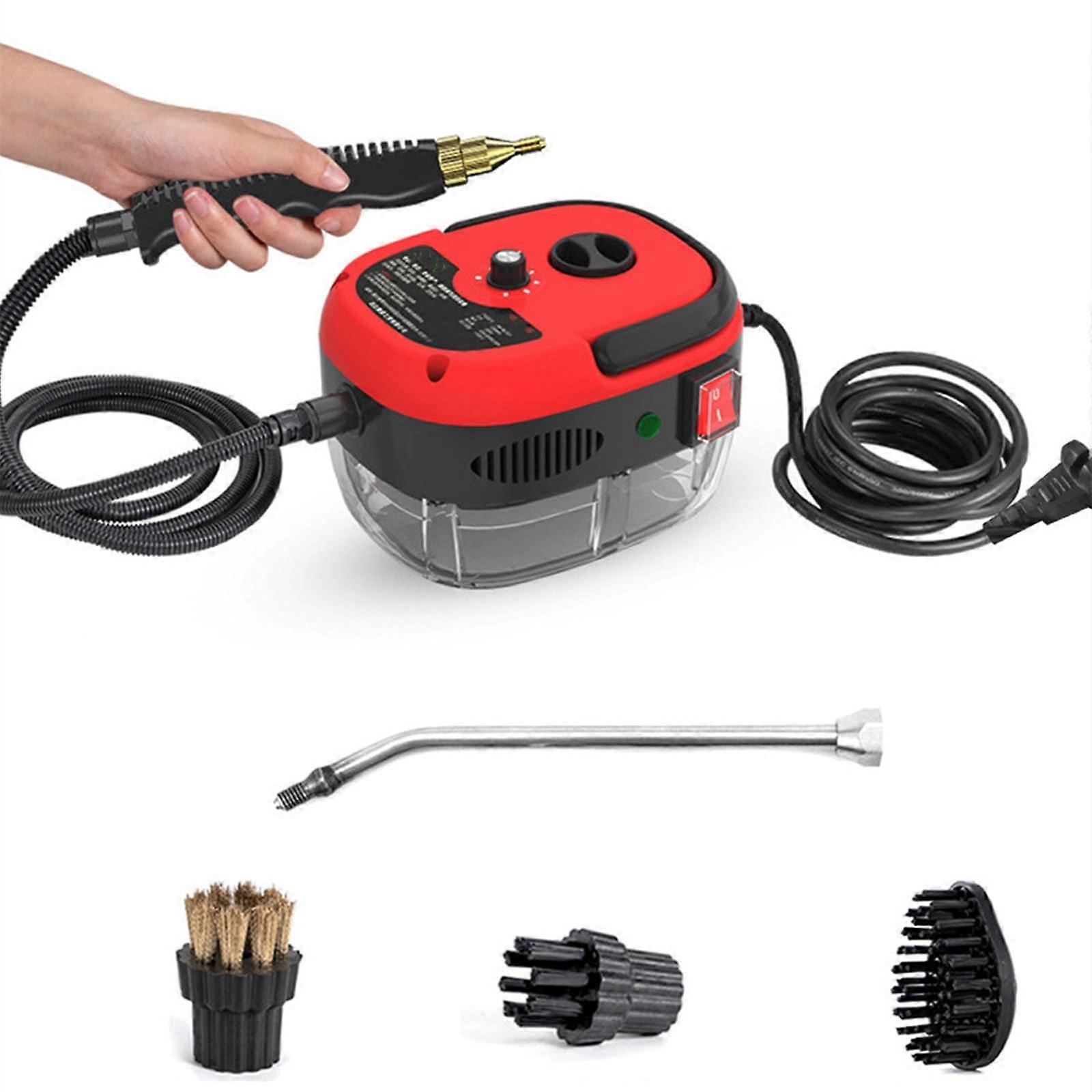 Steam Cleaner 2500W Handheld Temperature Pressurized, 6Speed with Brush Heads for Home and Car Cleaning Red