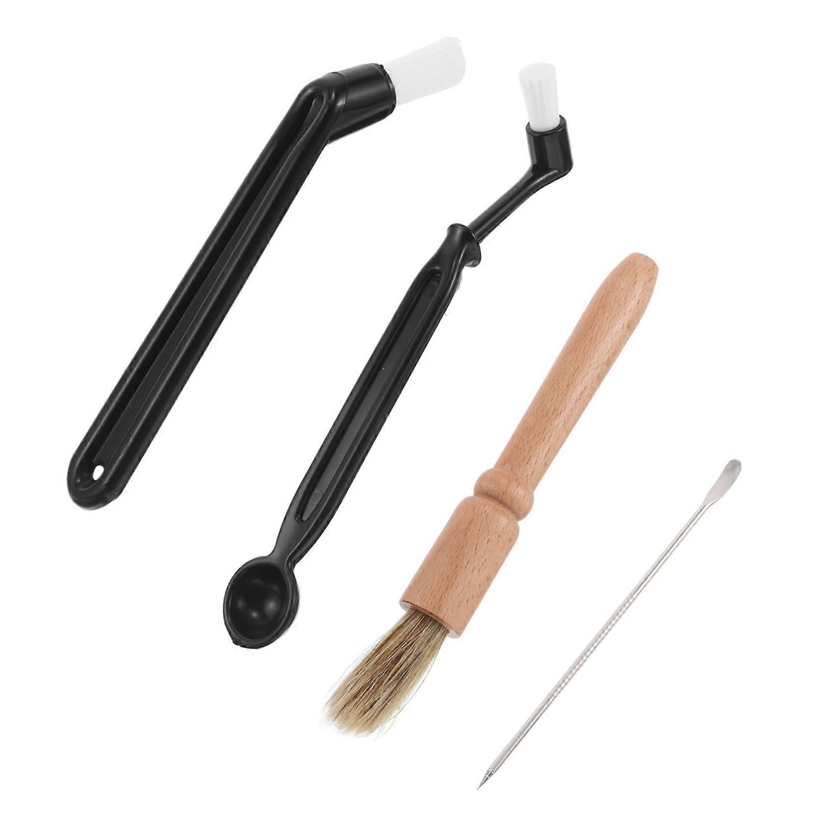 Coffee Machine Cleaning Brush Set with Compact Handle for Espresso Grinder and Easy Storage