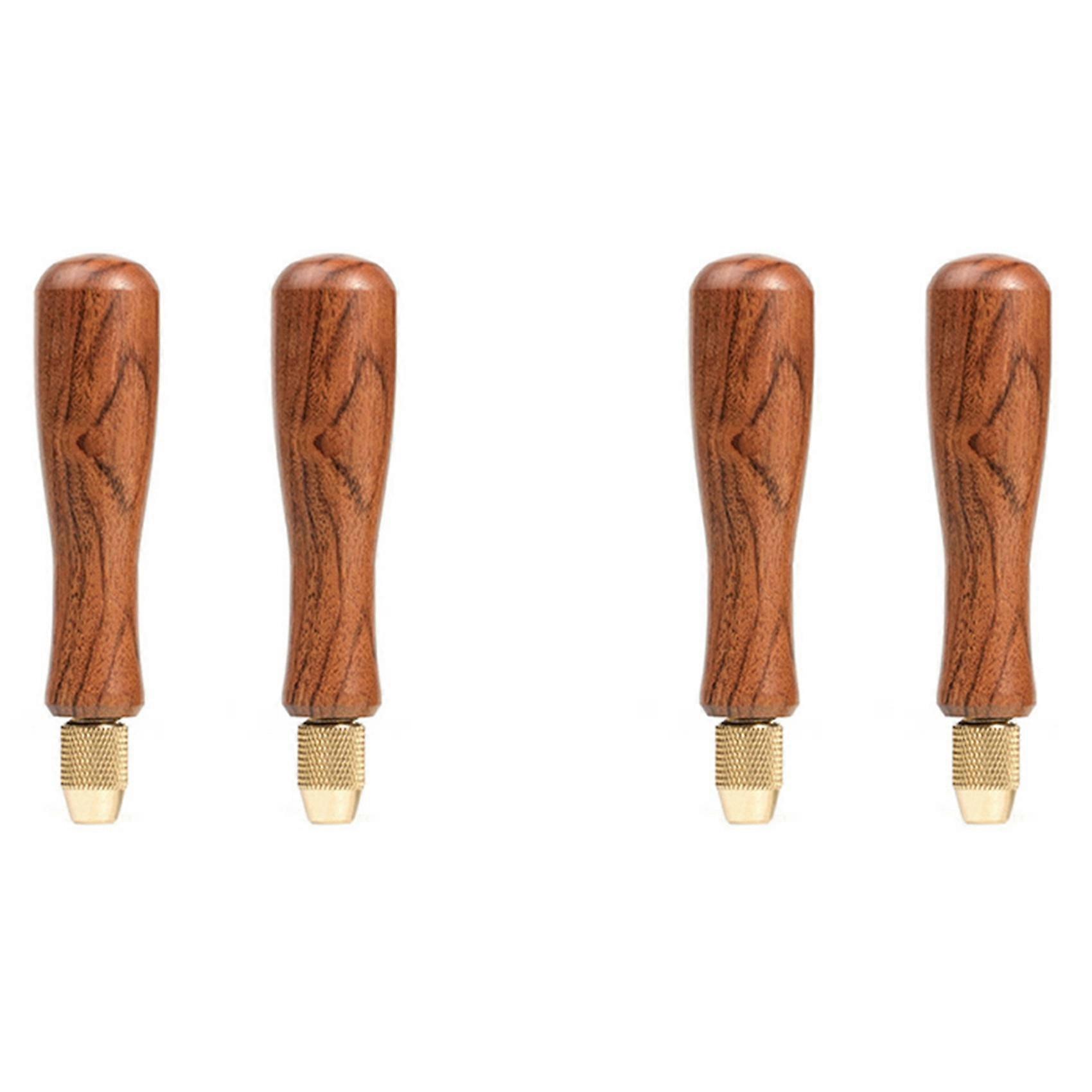 4X Wood File Handle Wooden Handles with Brass Collet Chuck for Small Files Accessories DIY