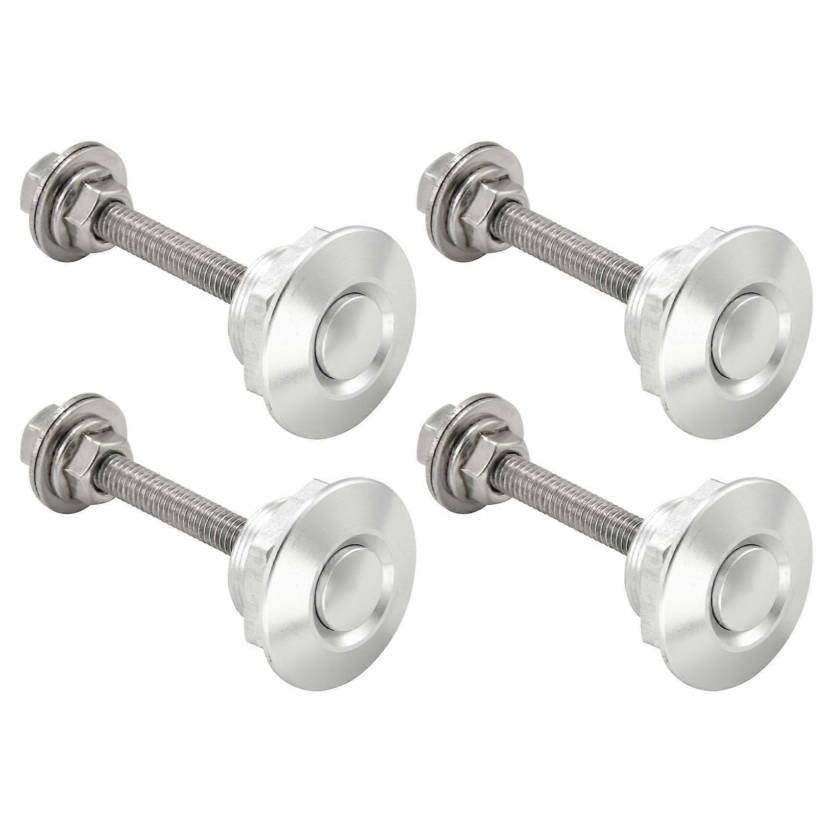 4 X Quick Release Push Hood Latch Button Car Pin Lock Silver