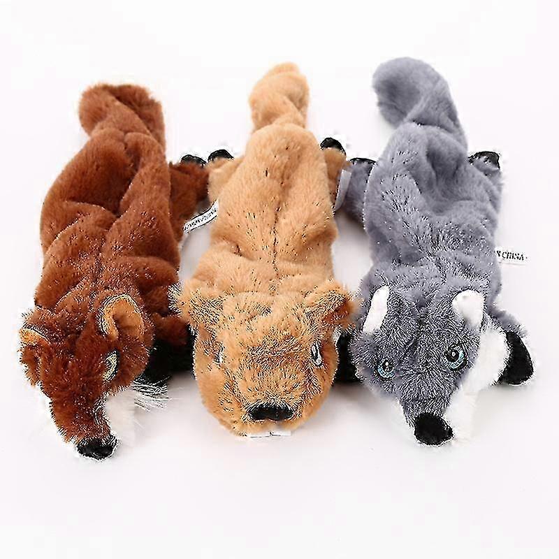 1pcs Squeak toy, stuffed fox, Raccoon, squirrel, Dog chew teething rope toy (random style) 25-26