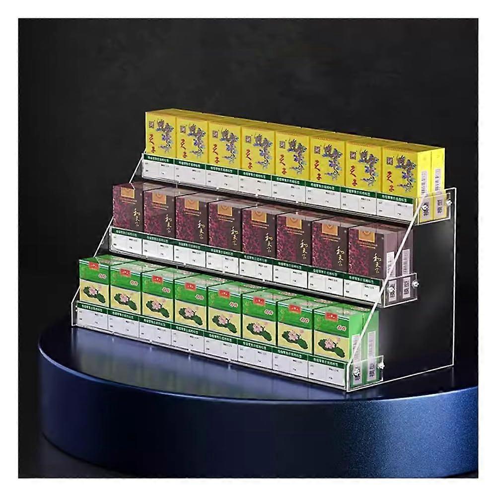 Acrylic Cigarette Display Rack with Automatic Pusher, Tiered Wall or Countertop Organizer, Clear