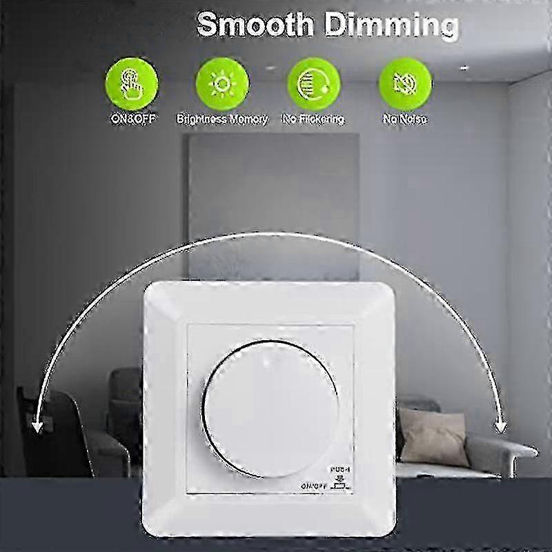Flush-mounted Phase Dimmer for Dimmable LED, 5-300W Switch