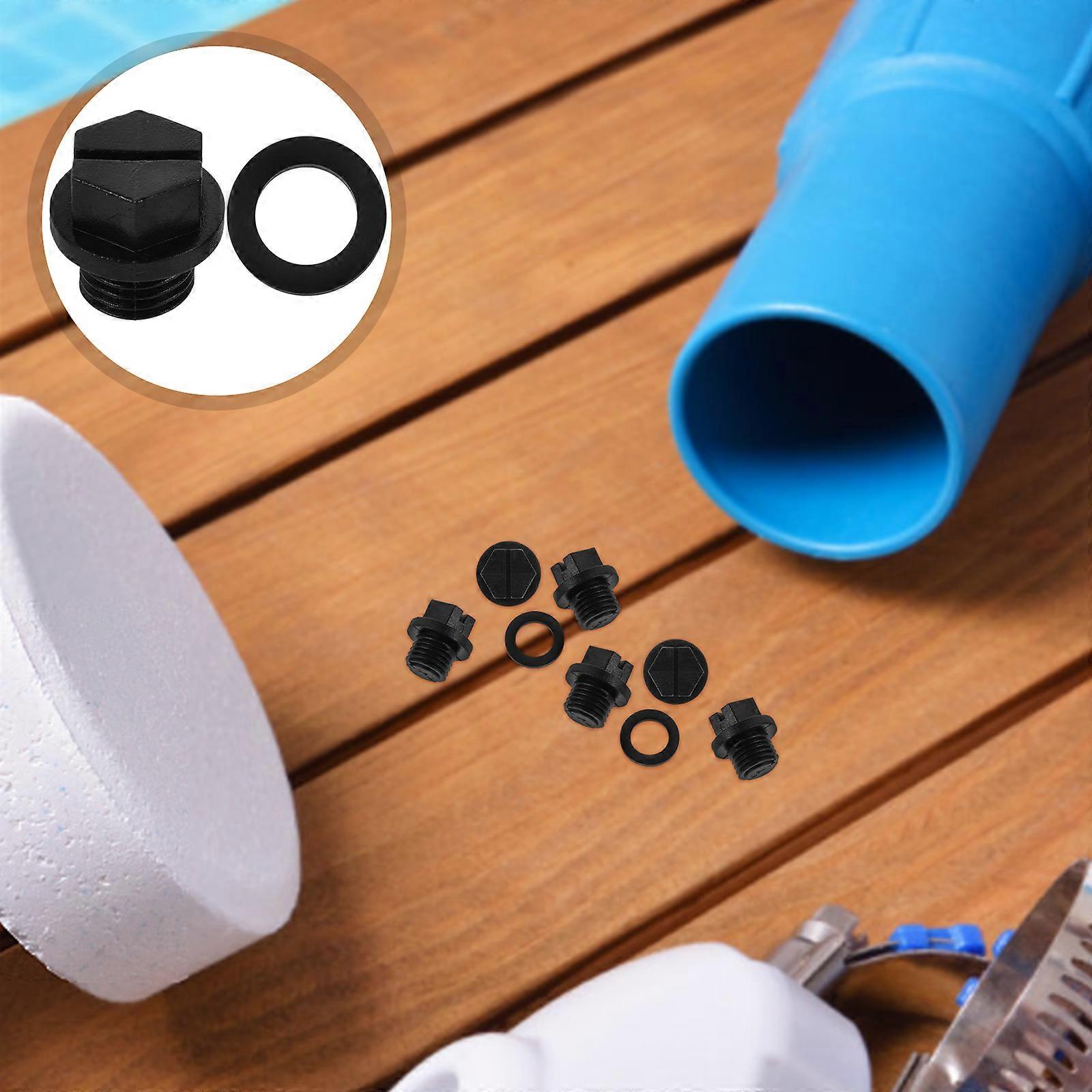Masteelf 6pcs Threaded Swimming Pool Filter Drain Plug Winterizing Plug with Cap