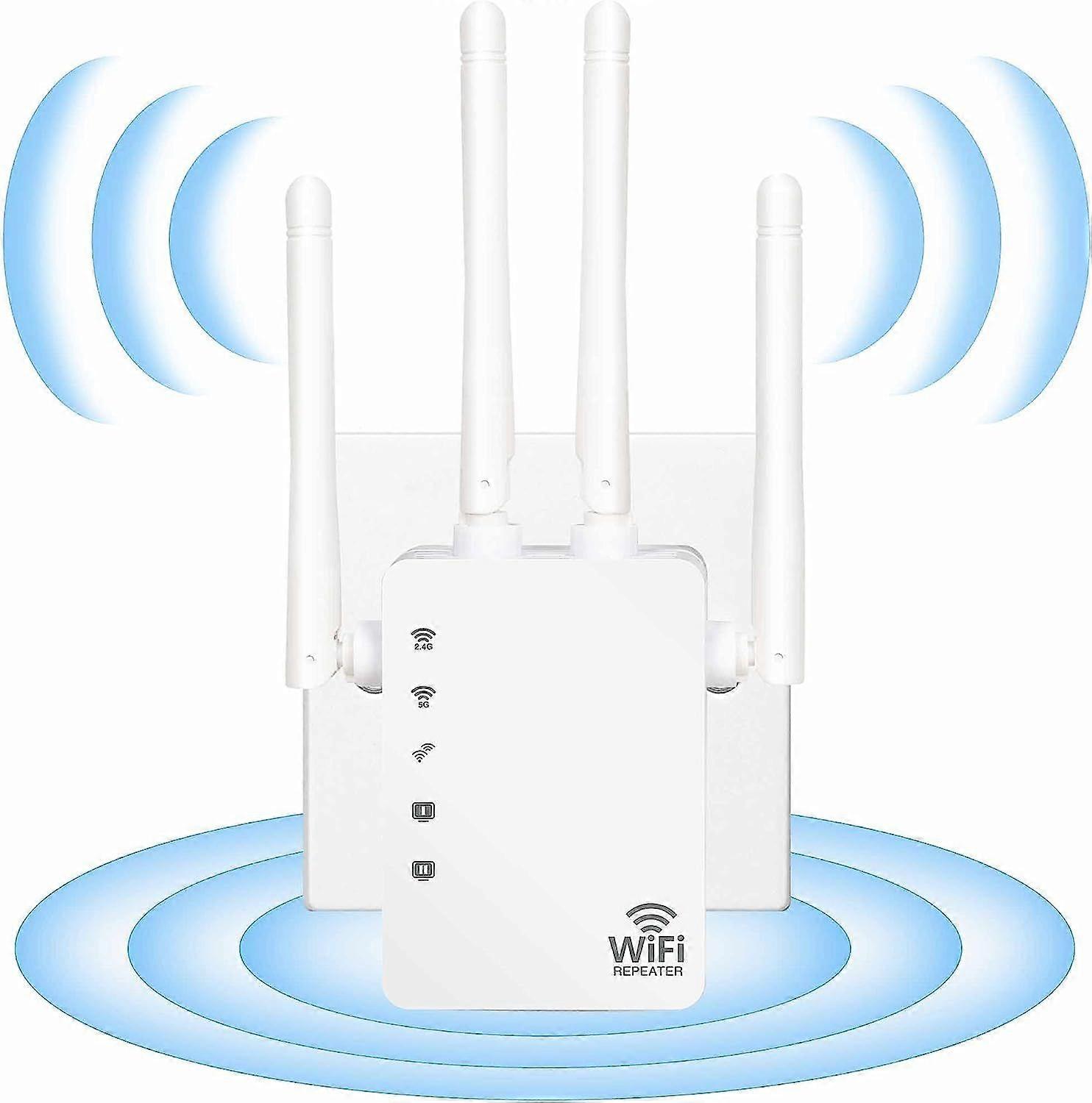 2021 Wifi Extender, Wifi Booster Can Cover Up To 30 Devices 3000 Square Feet, Up To 1200Mbps Dual-Band 2.4G 5G Wifi Repeater, 4 Antennas, 360 Full Cov
