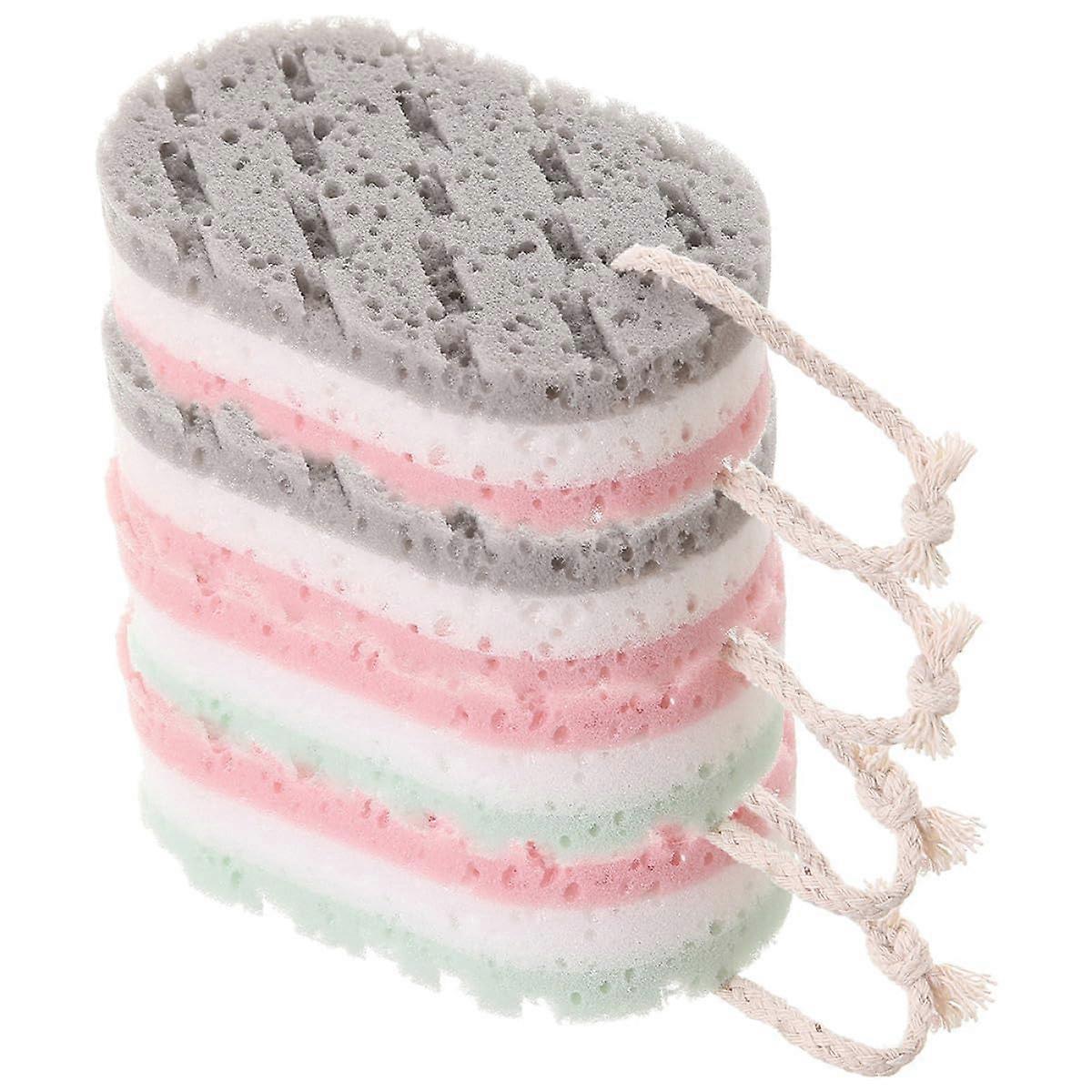 4pcs Exfoliating Bath Sponge Set DualSided Body Scrubber QuickDry Oval Design for Deep Cleansing