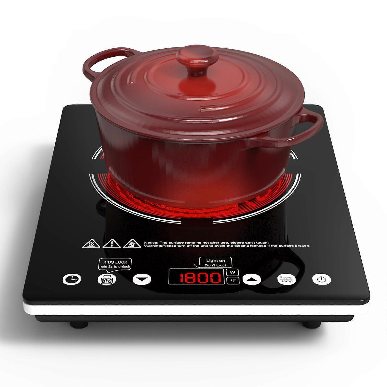 Portable Electric Cooktop 1800W Single Burner Ceramic Hot Plate with Touch Control and 9 Power Levels