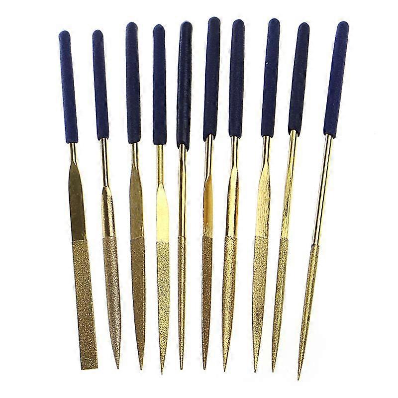 10Pcs Titanium Diamond Coating Needle Flat File Set Metal Working Craft Tool Arrow Ratchets