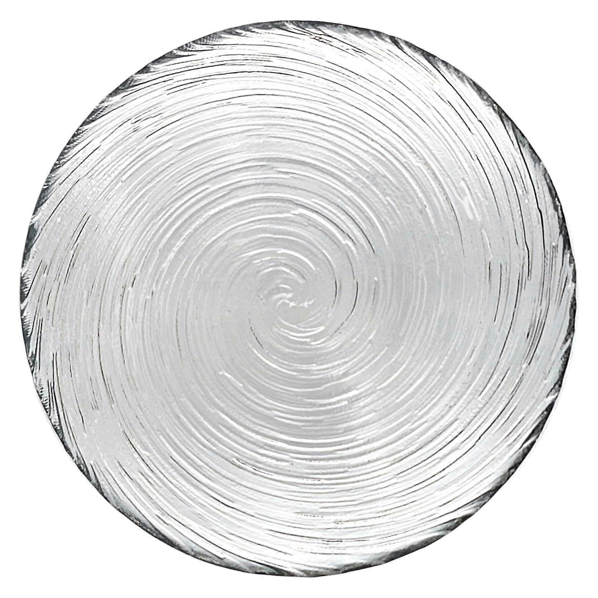 Handcrafted Clear Glass Salad Plate with Elegant Swirl Design, Versatile for Salads Desserts