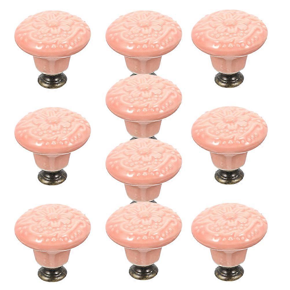 Creative Pink Ceramic Drawer Knobs for Furniture Pulling 10Pcs Set