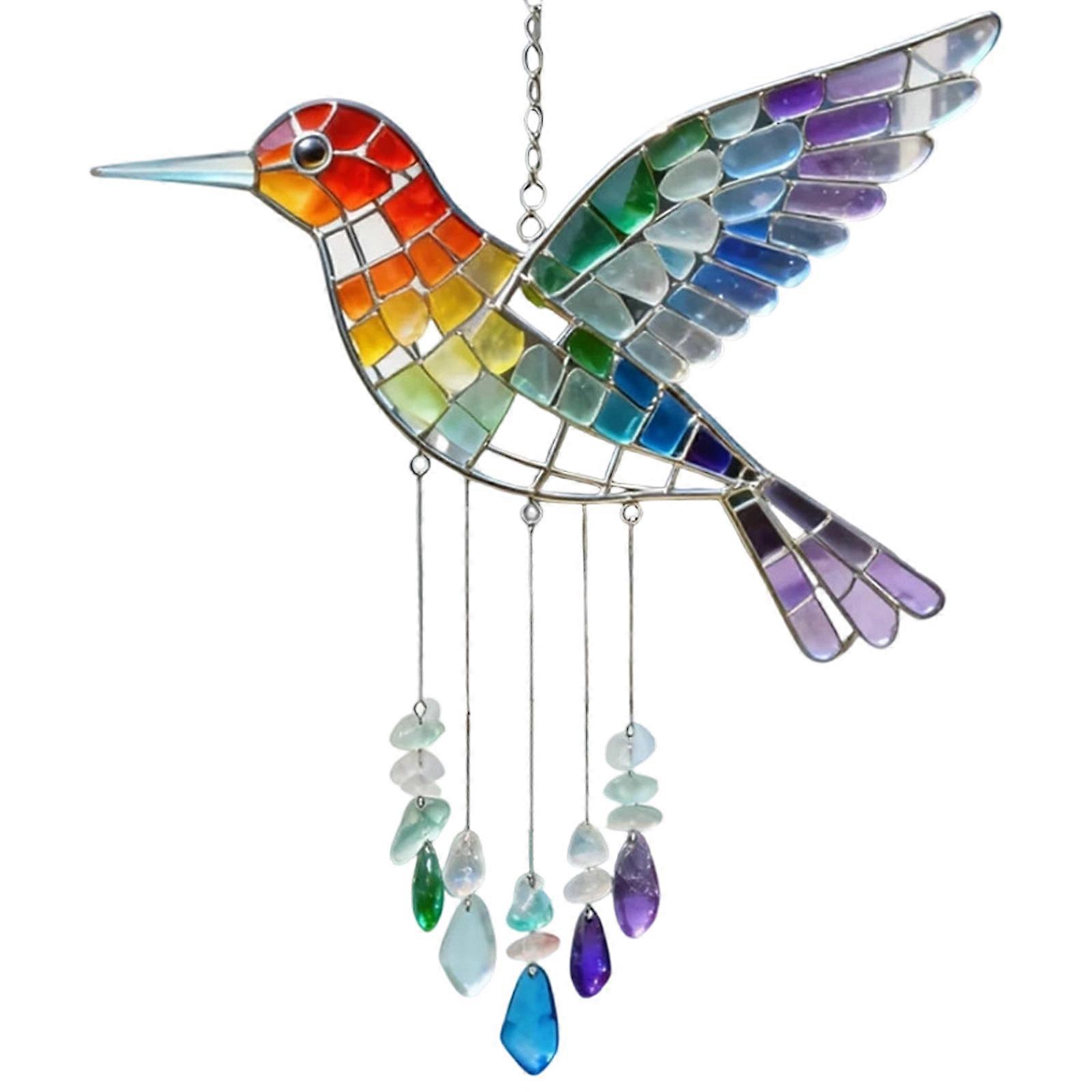 Versatiles Decorative Wind Chimes Featuring Playful Rainbows Bird Shape and Sunlight Reflection for Multiple Setting Multicolor