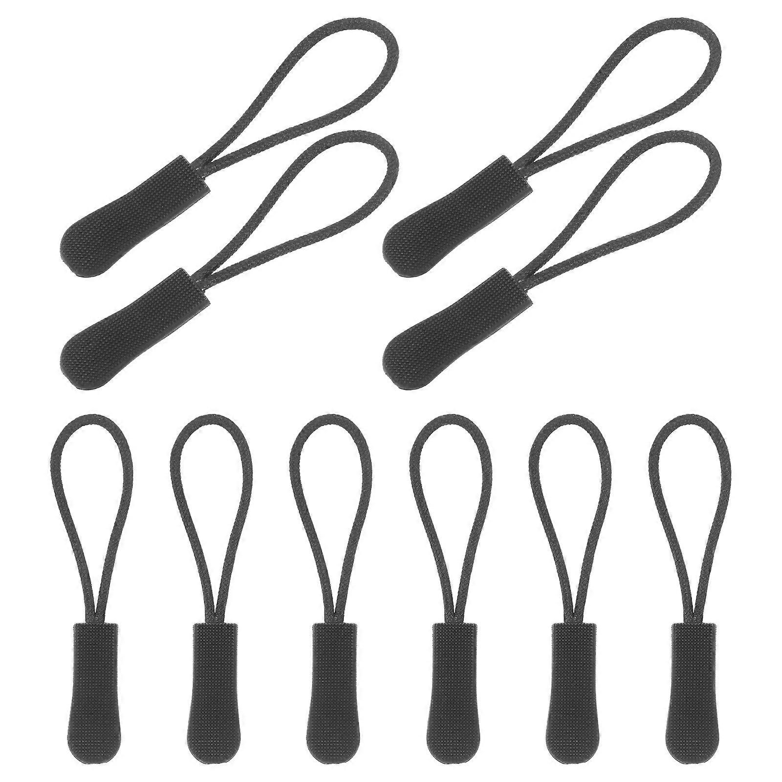 Zip Tags Zipper Extension for Easy Replacement 10Pcs Black Set