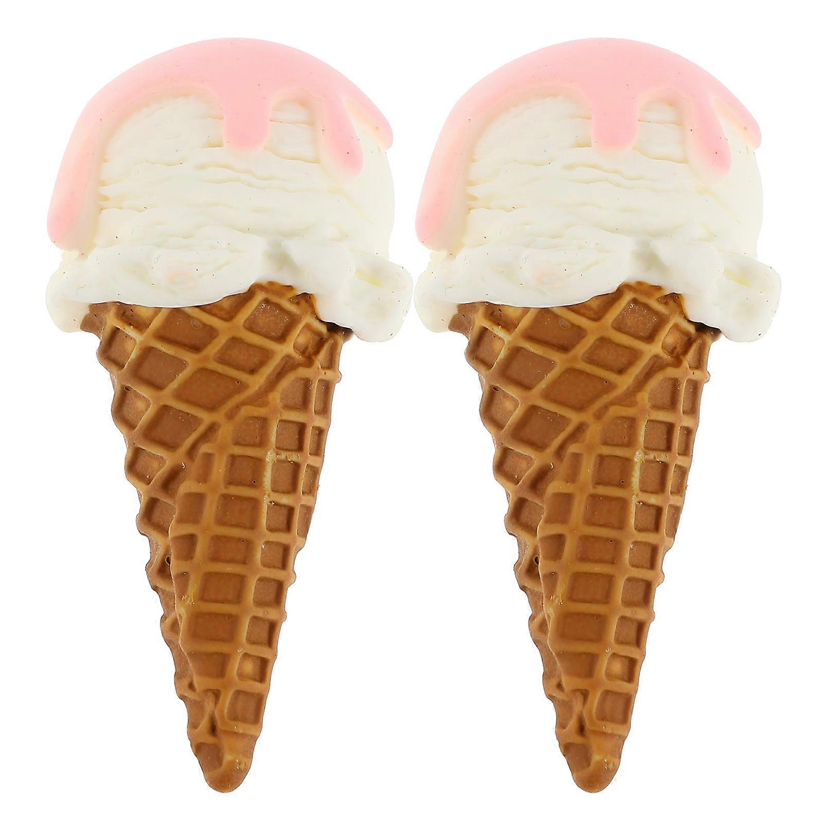 Lifelike Ice Cream Model for Decoration 2Pcs Artificial Cone Props