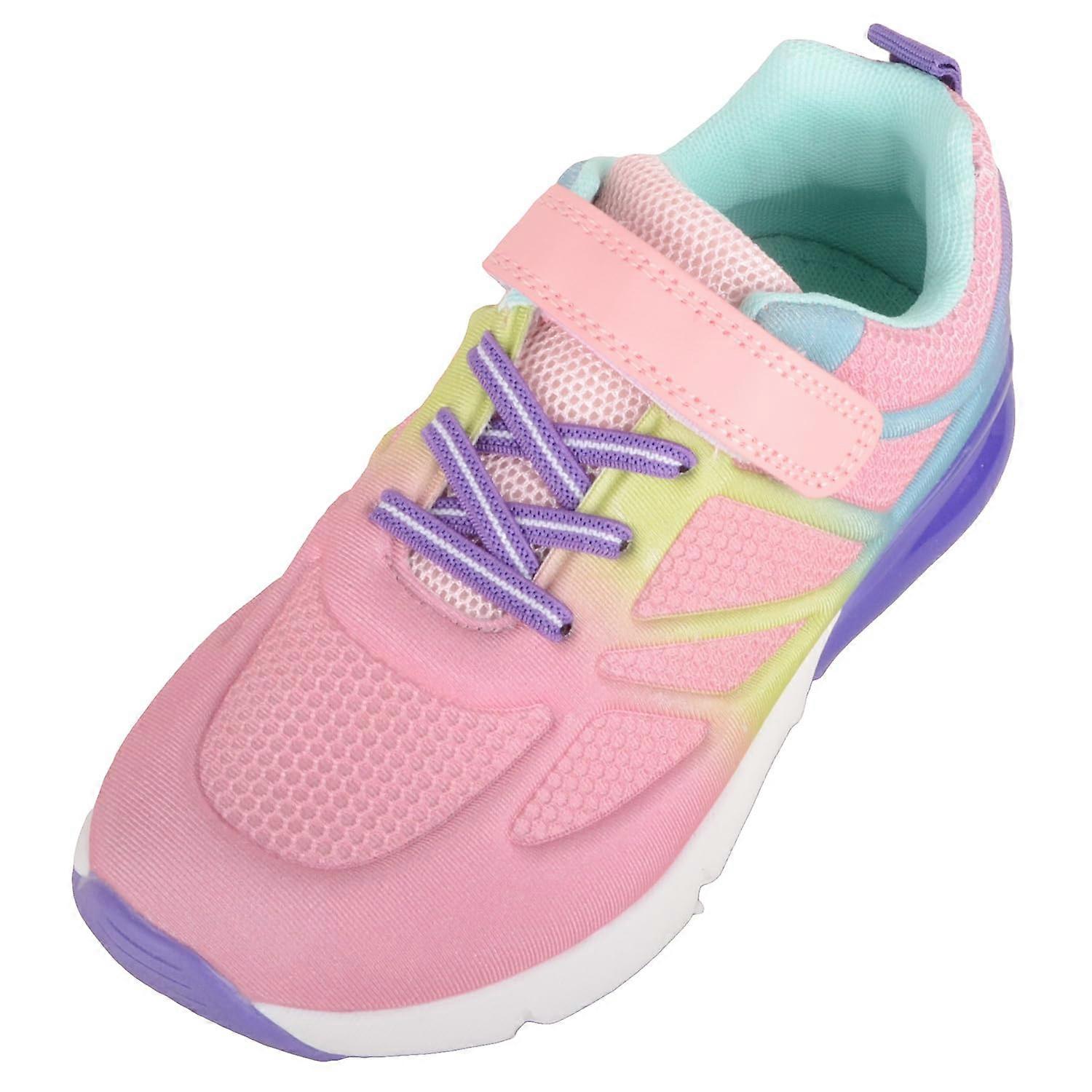 Absolute Footwear Childrens Multi Colour Touch and Close Trainer, Elasticated Laces